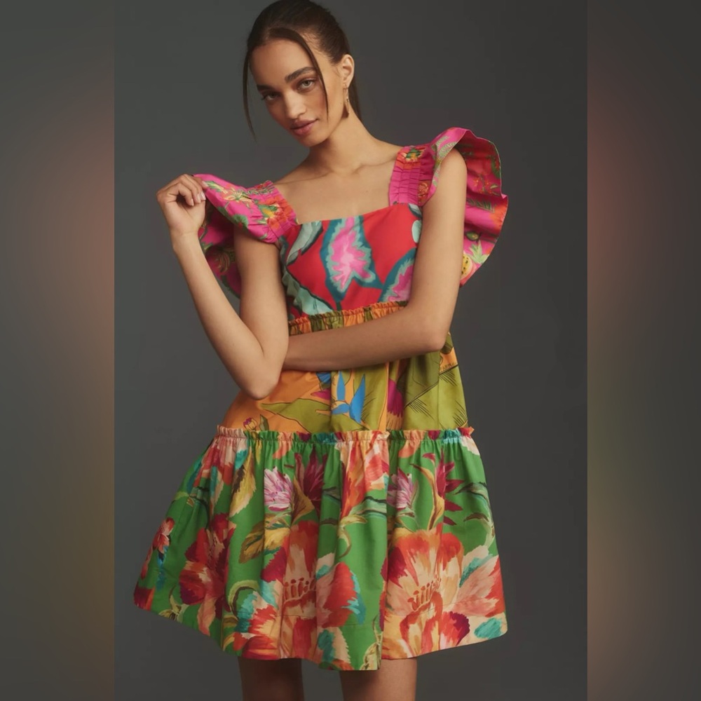 NEW Farm Rio Foliage Mix Mini Dress